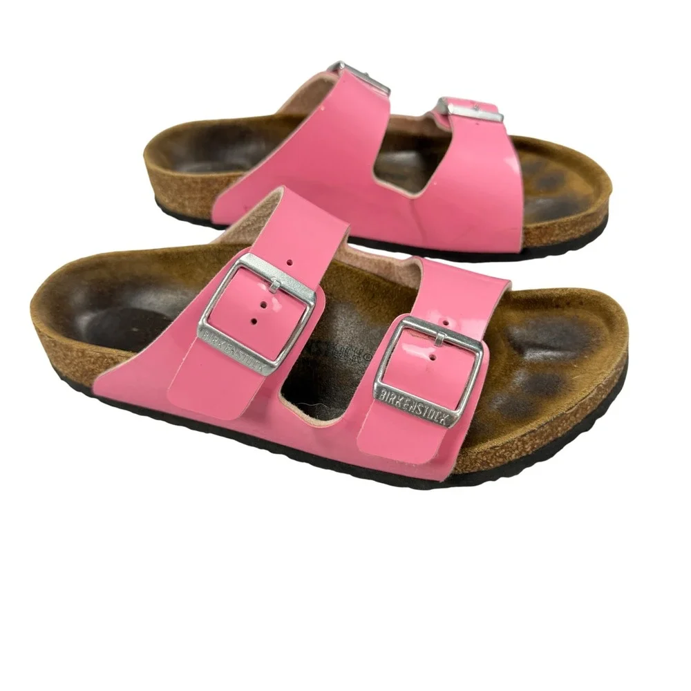 Birkenstock Arizona Pink Patent Leather Sandals Womens EU 34 US3-3.5